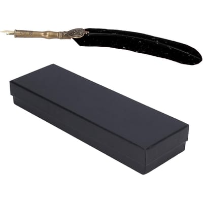 Veren Pen Strooi Goud Luxe Vintage Stijlveer Pen met Basis Penpunten Inktfles voor zwart