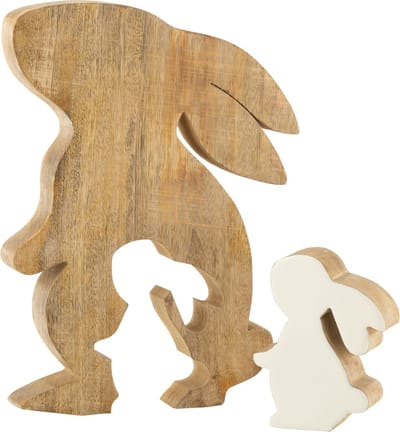 J-Line decoratie Konijn Profiel Silhouet - hout - wit/naturel - large