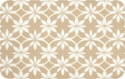 Badmat 80x50 cm - Antislip - Bloemen - Patroon - Beige - Badmatten voor badkamer - Badkamermat - Douchemat - Badkamer mat
