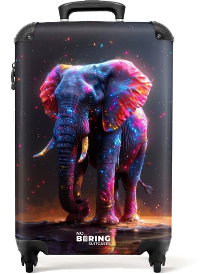 NoBoringSuitcases.com® - Kinderkoffer - Kindertrolley - Olifant - Magisch - Handbagage koffer lichtgewicht - Reiskoffer trolley - Rolkoffer met wieltjes - Past binnen 55x40x20 en 55x35x25