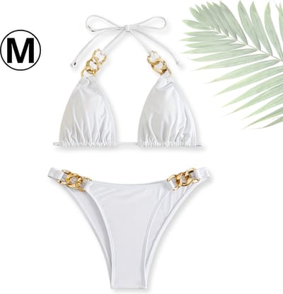 Livano Bikini Dames - Meisjes Bikini - Badpak - Push Up - Vrouwen Badkleding - Zwemmen - Sexy Set - Top & Broekje - Wit - Maat M