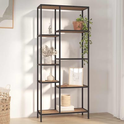 vidaXL - Boekenkast - 80x30x180 - cm - staal - en - bewerkt - hout