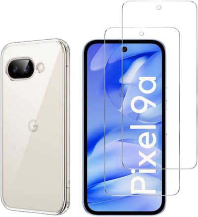 Hoesje geschikt voor Google Pixel 9A backcover siliconen Transparant en 2 stuks Screenprotector Gehard Glas