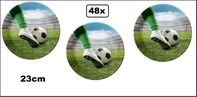 48x Bord voetbal shoot 23cm - Karton - EK voetbal sport festival thema feest evenement verjaardag party