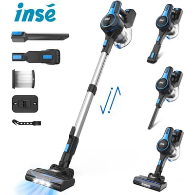 INSE N5T Draadloze Stofzuiger, 8*2200mAh Batterij, 45000Pa Sterke Zuigkracht, 45 minuten Gebruiksduur, 1,2L Stofbak, Verwijderbare Batterij, Slimme Huishoudelijke Apparatuur