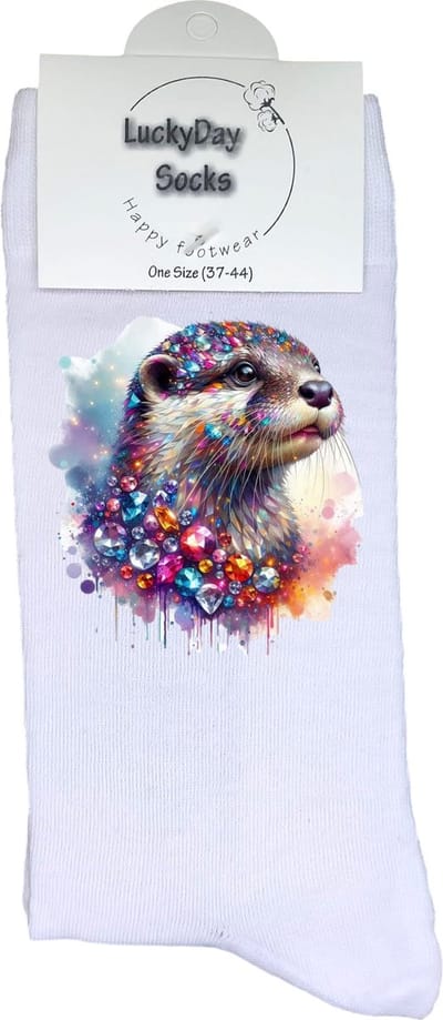 Otter - Verjaardag cadeau - Grappige sokken - Print sokken - Leuke sokken voor heren en dames - Moederdag - Vaderdag - Cadeau voor hem en haar - Kerstcadeau - Vrolijke sokken - Valentijns cadeau - Bling - Sokken waar je vrolijk van wordt - Maat 37-44