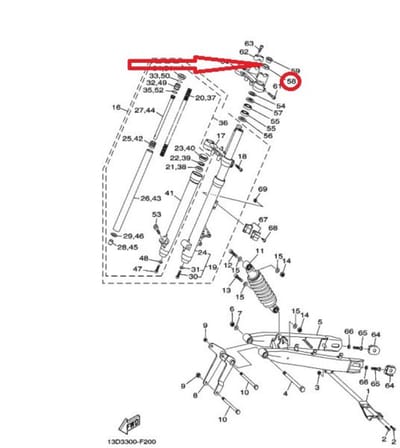 Écrou colonne de direction pour moto Yamaha 50 DTR Sm 1D4-F3453 M25 Neuf