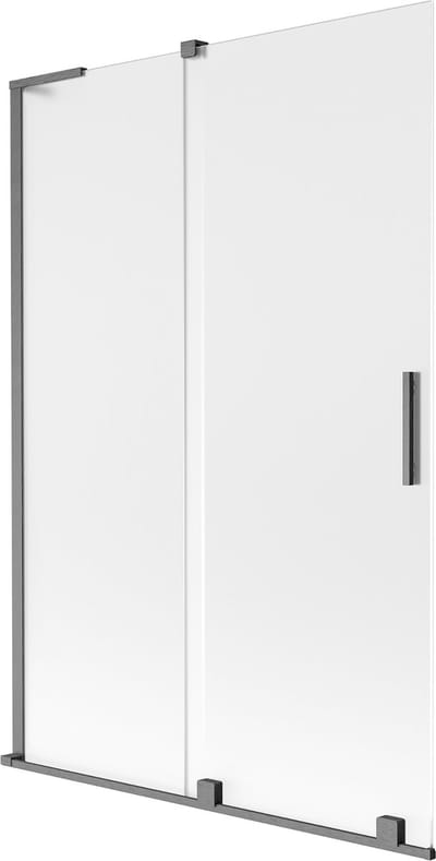 Mexen Velar L badwand 2-delige schuifdeur 120 x 150 cm, mat, geborsteld gun gray - 896-120-003-31-66