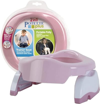 2-in-1 Potette Plus Draagbaar Potje Zitje Zindelijkheidstraining Roze