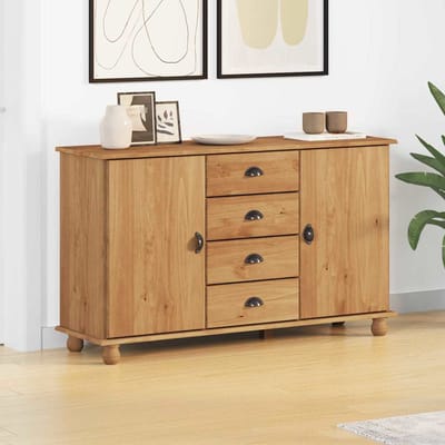 vidaXL - Dressoir - met - lade - ASKIM - 133,5 - x - 40 - x - 79 - cm - Massief - grenenhout