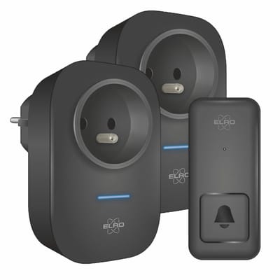 ELRO DB4000PF-P1C2B Draadloze Kinetische Deurbel Set – Belgische Versie – met 2x Plug-in Ontvanger met Stopcontact – Geen Batterijen nodig