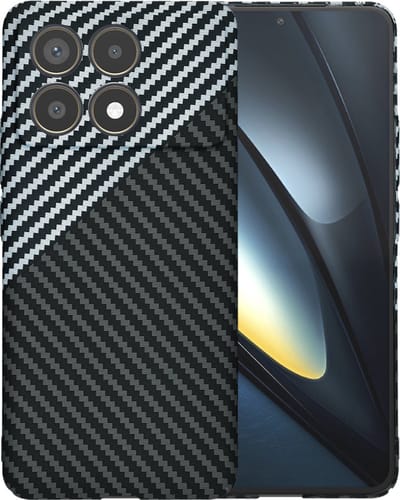 Hoesje geschikt voor Xiaomi Poco F6 Pro - Techsuit Carbonite FiberShell Carbon Back Cover - Wit/Zwart