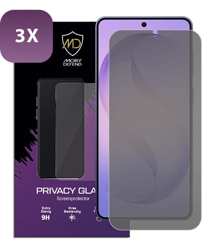 3-Pack MobyDefend Screenprotectors - Geschikt voor Samsung Galaxy S26 Plus (S26+) - HD Privacy Glass Screensavers