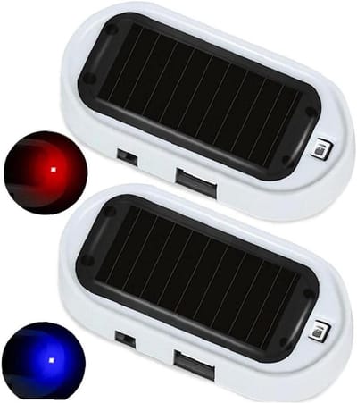 Gesimuleerd Alarm - Waarschuwingslampje - Auto Beveiligen - Zonne-energie Opladen - 2 Stuks - Wit Zwart