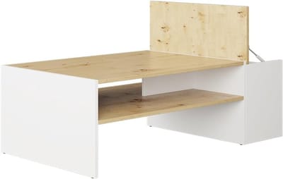 Salontafel - Koffietafel bijzettafel - Woonkamer opbergen - Geïntegreerde opbergruimte - 110 x 60 cm - Eiken wit