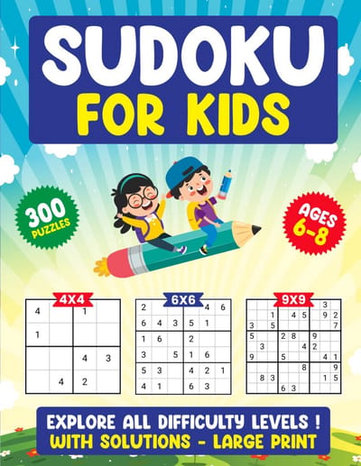 Sudoku Puzzelboek voor Kinderen 6-8 Jaar: 300 Uitdagende Sudoku's Makkelijk tot Moeilijk