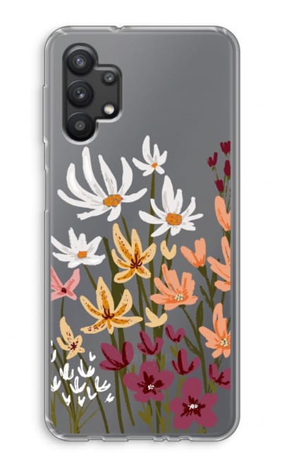 Case Company® - Hoesje geschikt voor Samsung Galaxy A32 5G hoesje - Painted wildflowers - Soft Cover Telefoonhoesje - Bescherming aan alle Kanten en Schermrand