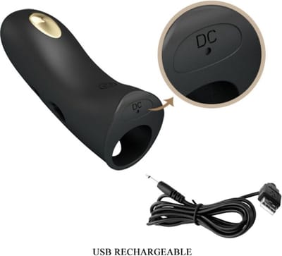 PRETTY LOVE - MARICO BLACK ELECTRO-STIMULATOR FINGER COVER - 18K GOLD PLATED DETAIL - VROUWEN VIBRATOR