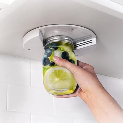 1 stuks Easy Twist Onderkast Potopener, ABS Materiaal, Handmatige Flesdekselverwijderaar, Bediening met één hand, Geen stroom nodig, Keukengereedschap wit