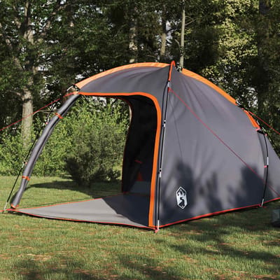 vidaXL - Huisje - Tent - 2-persoons - Grijs - en - Oranje - taft