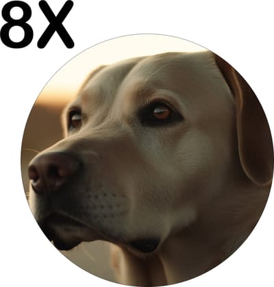 Luxe Ronde Placemat - Retriever Hond Kijkt in de Verte - Set van 8 Placemats - 50x50 cm - 2 mm dik Vinyl - Anti Slip - Afneembaar