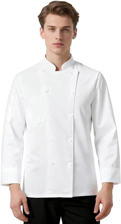 Kookjas voor Mannen en Vrouwen, Lange Mouwen, Uniform voor Koks, Buttoned Werkjacket, Unisex voor Gastronomie en Restaurantgebruik