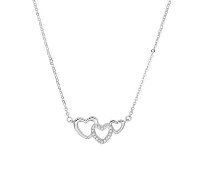 Zilver Gerhodineerde Collier hartjes en zirkonia 1 1328553