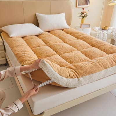 Japanse Vloermatras - Oprolbare Futon - Comfortabel Slapen - Verstelbare Elastieken - 200 x 220 cm - Geel