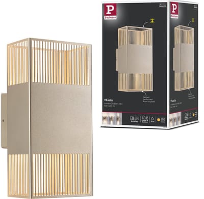 LED-wandlamp Tharin IP44 3000K 120x250 mm 2x3,7W Goud