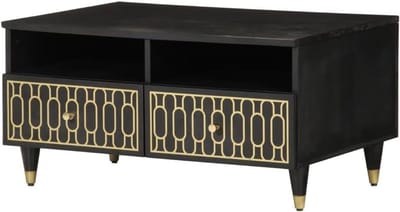 Salontafel Mangohout - Koffietafel Woonkamer - Opbergen Woonkamer - Unieke Houtnerf - 80 x 54 x 40 cm - Natuurlijk Hout