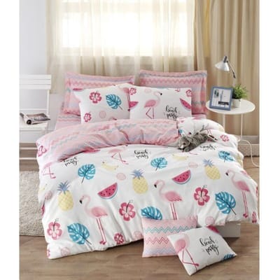 Parure de lit - 1 housse de couette 220 x 240 cm + 2 taies d'oreiller 60 x 60 cm - 65% coton, 35% polyester - Blanc