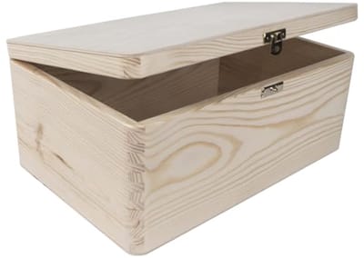 Houten Opbergdoos 30 x 20 x 13 cm | Decoratieve Doos voor DIY-projecten | Ideaal voor Decoupage en Kerstversiering