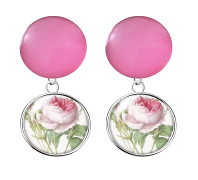 Clip oorbellen- Florence -roze- pioenroos- geen gaatje- lang- Charme Bijoux