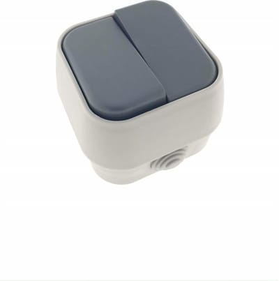 Benson Wandcontactdoos wisselschakelaar - IP54 - 10A - wit/antraciet - duurzaam - 76×70×54 mm