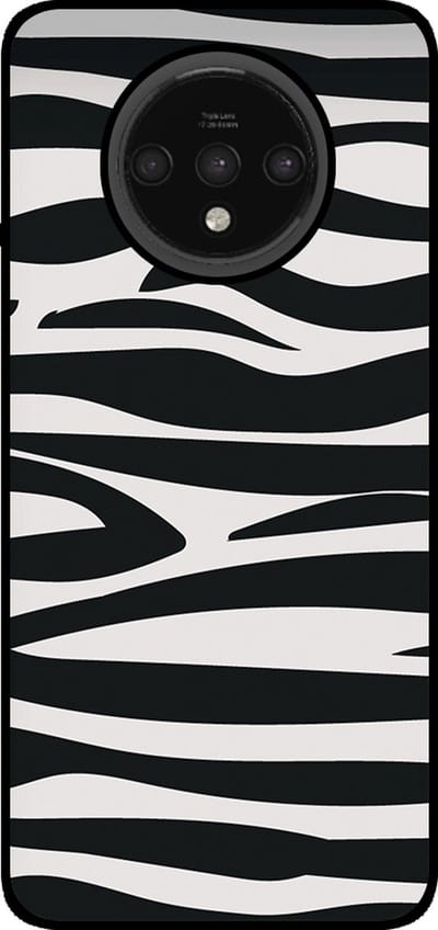 Smartphonica Telefoonhoesje Geschikt voor OnePlus 7T met zebra opdruk - TPU backcover case zebra design - Zwart Wit geschikt voor OnePlus 7T