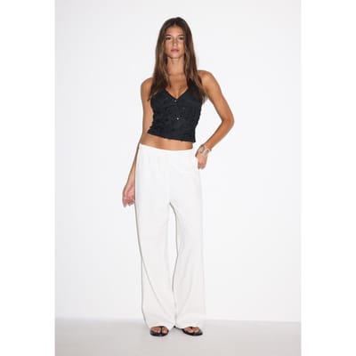 Stradivarius Haltertop met glanzend borduursel  Zwart XS
