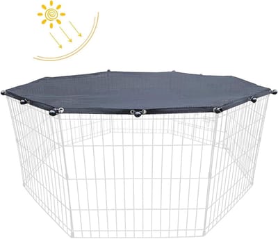 Hondenpenhoes, universele hondenboxhoes met zon-/regenbestendige bovenkant - draagbare opvouwbare wasbare tophoes van gaasstof, ontsnappingsbestendig en zonnescherm schildbeschermer