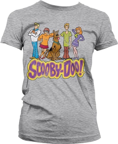 Team- Scooby Doo -T-shirt in distressed girly-stijl voor dames, kleur: heather-grijs