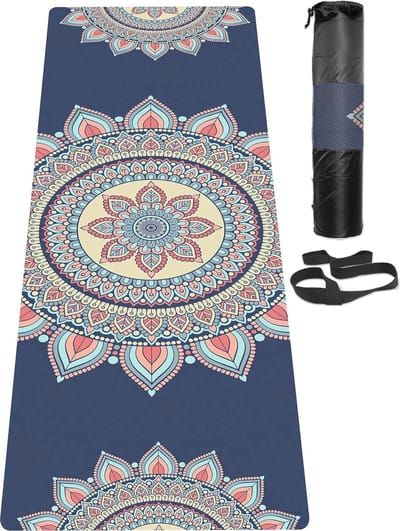 Yogamat, antislip, milieuvriendelijke trainingsmat met draagriem, dikke oefen- en trainingsmat voor yoga, pilates en fitness (183 cm x 61 cm x 6 mm)