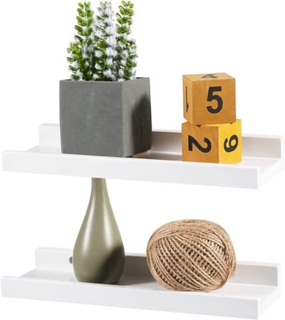 Dailygoody - Witte houten planken - Zwevende wandplanken - Massief