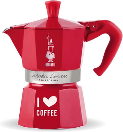 Bialetti Moka Express I Love Coffee - Percolator - Rood - 3 kops - 130ml