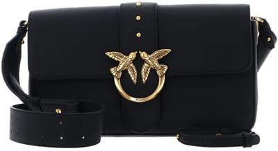PINKO schoudertas Love One Classic Slouchy FL Nero - Antique Gold zwart