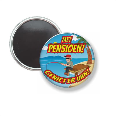 Button Met Magneet 58 MM - Met Pensioen - Vissen - NIET VOOR KLEDING