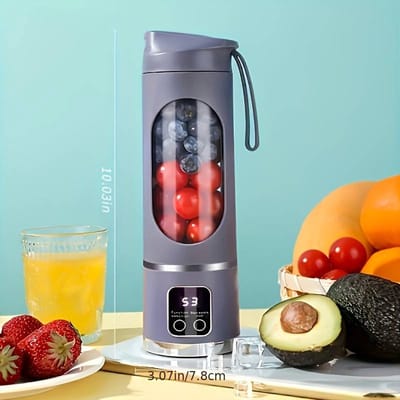 Draagbare, Krachtige blender voor Smoothies en Shakes - Usb Oplaadbare Blender met 6 messen - Inhoud van 450 ml + mini-sapcentrifuge, perfect voor op kantoor, op reis en in de sportschool – Kleur: Paars