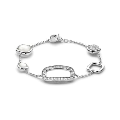 TI SENTO Dames Armband - 925 zilver - Zirconia wit - Maat M - 23065ZI