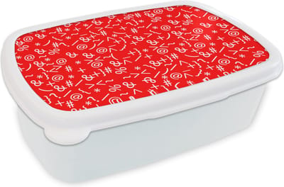 Broodtrommel Wit - Lunchbox - Brooddoos - Wiskunde - Nummers - Cijfers - Patronen - 18x12x6 cm - Volwassenen