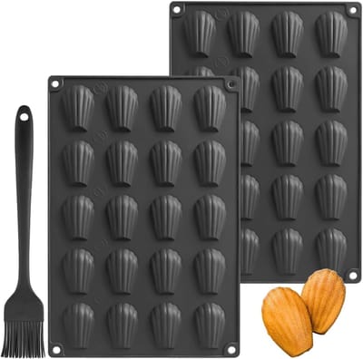Madeleine Bakvormen Set van 2, 20 Holes, Antiaanbaklaag, Siliconen Mallen voor Cake, Chocolade en Jelly Creaties