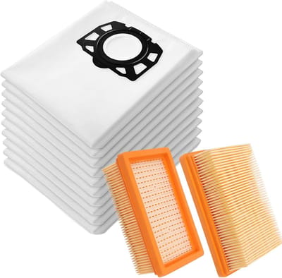 Stofzuigeraccessoires - 10 Stuks Stofzuigerzakken + 2 Filters - geschikt voor Kärcher WD4 WD5 WD6 - KFI 487 2.863-006.0 Vervangingsset - Geschikt voor MV4 MV5 MV6 Nat-/Droogzuiger