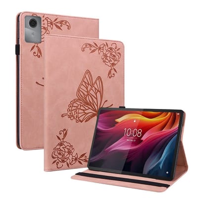 Coverup Tablethoes geschikt voor Lenovo Idea Tab 11 Hoesje - Vlinders Book Case - Roze