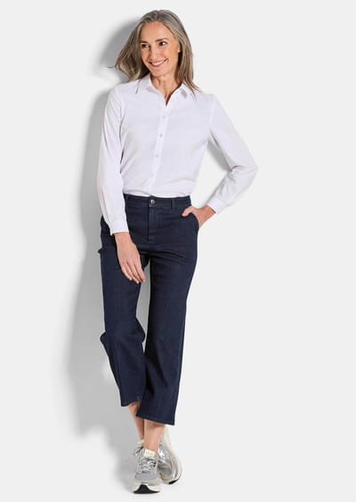 Jeansculotte VERA met gestreken vouwen - donkerblauw - Gr. 40 van Goldner Fashion